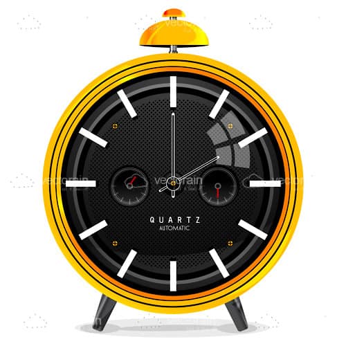 Illustrated Golden Alarm Clock